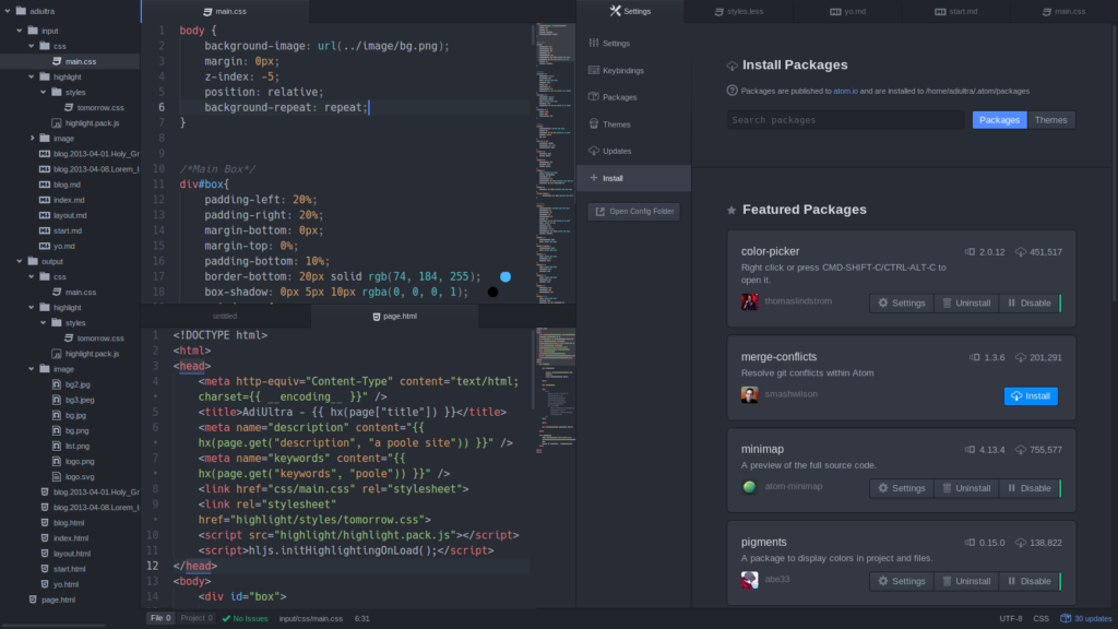 02..Screenshot of Atom editor